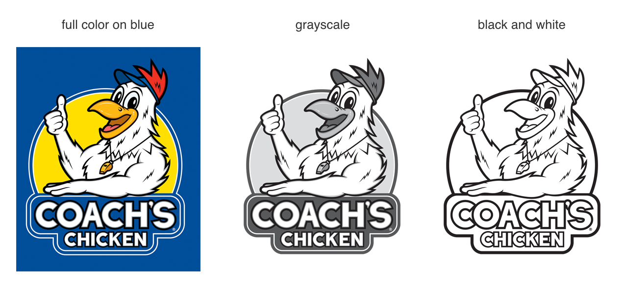Mascot logo design variations for Coach's Chicken 