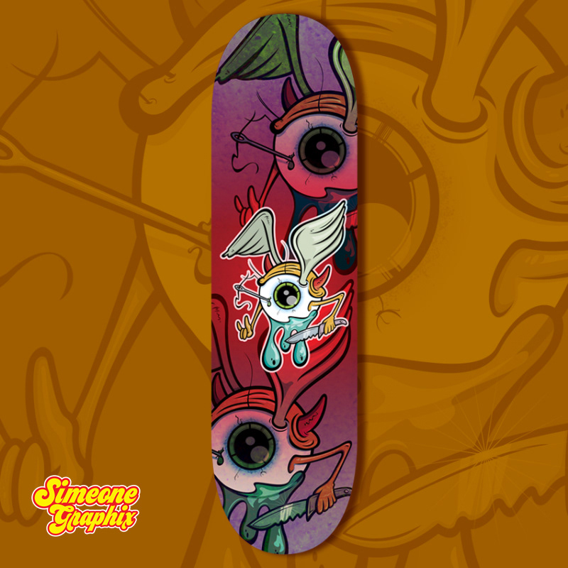 flying eye skateboard artwork