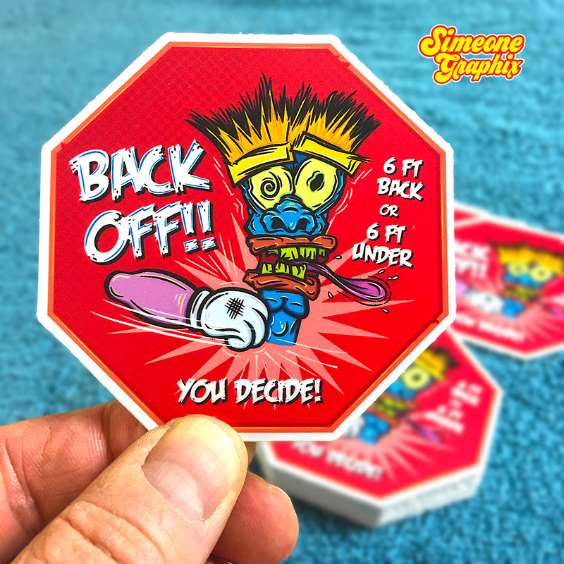 simeone graphix back off covid vinyl sticker