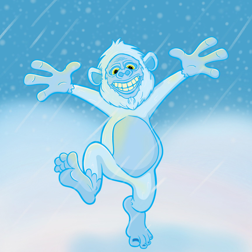 the abominable snowman dancing in the snow
