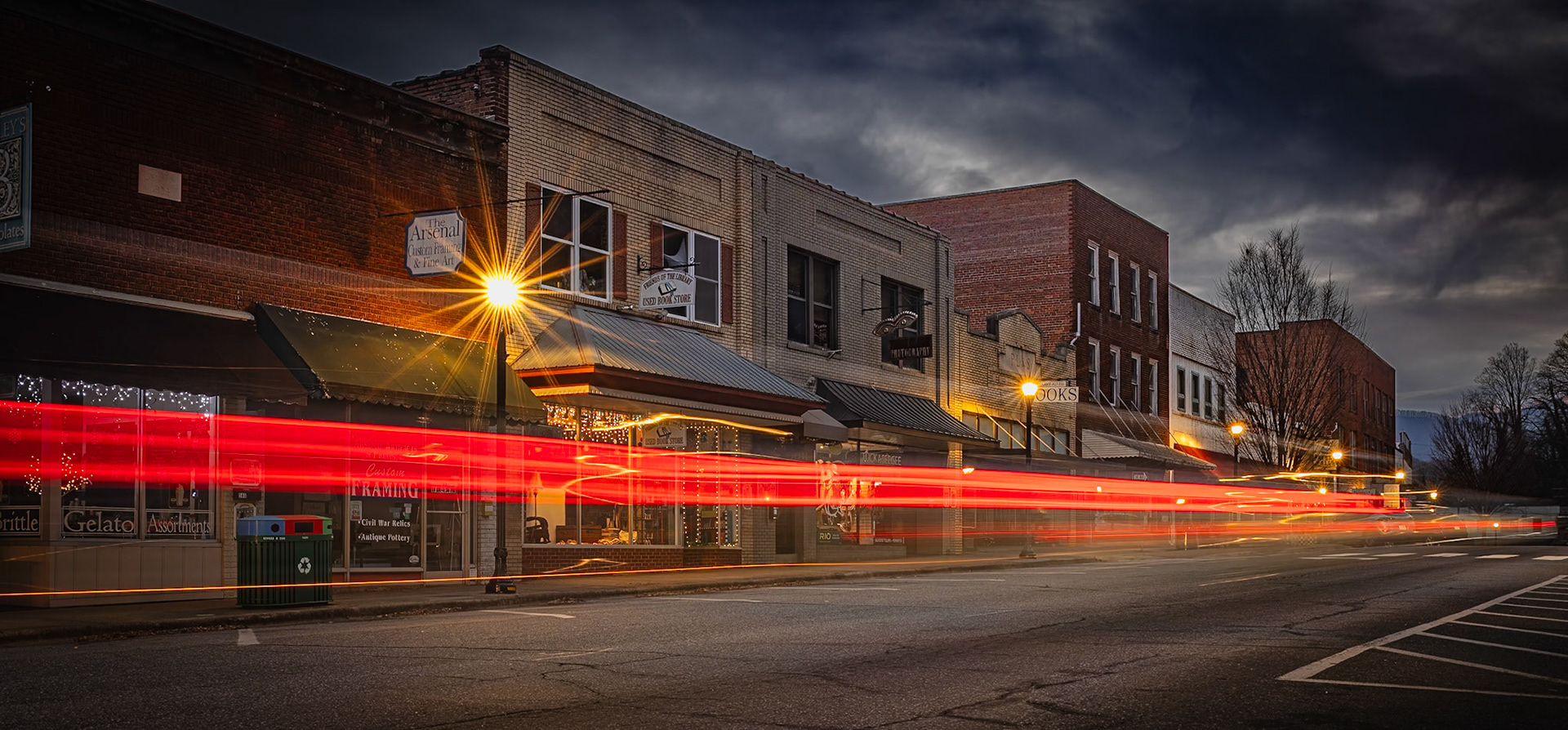 Empty street in Sylva, North Carolina
