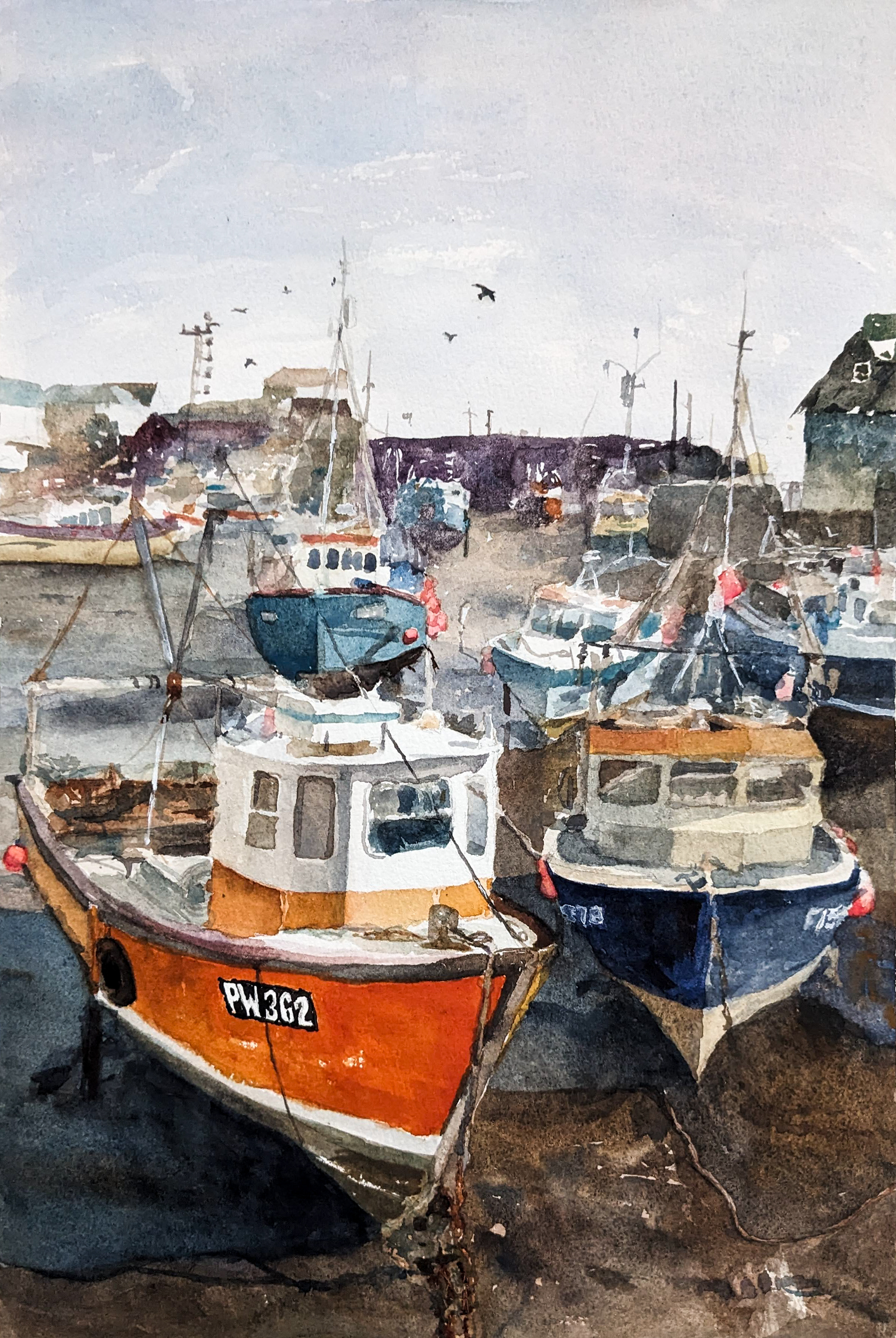 Mevagissey Fishing Boats 2024, 26x38cm