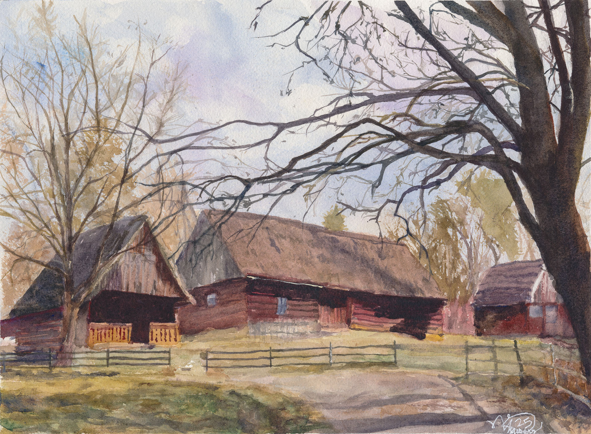 Red Cabins, Opole VIllage Museum 2025 | 15x11in