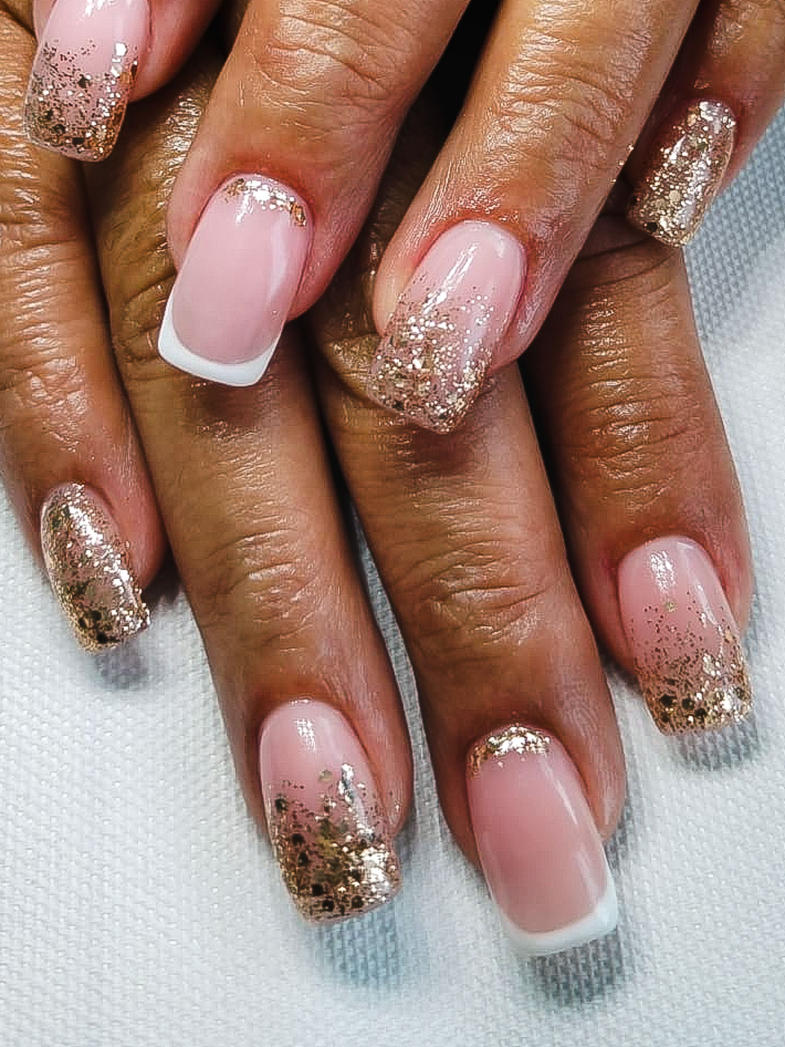 French Nails and Glitter art
