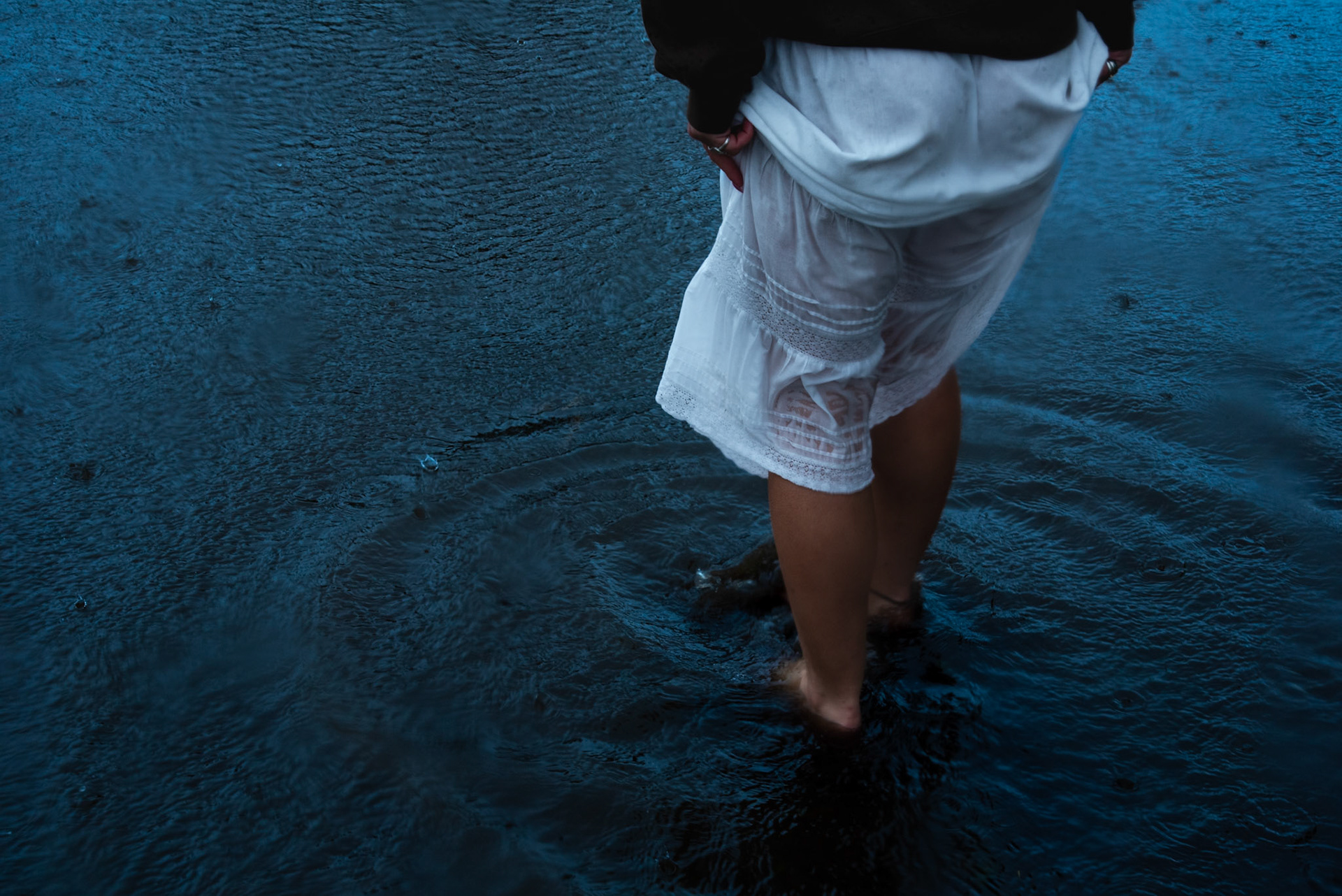 With dramatic color grading, I wanted to celebrate the texture of the ripples caused by human interference in nature.