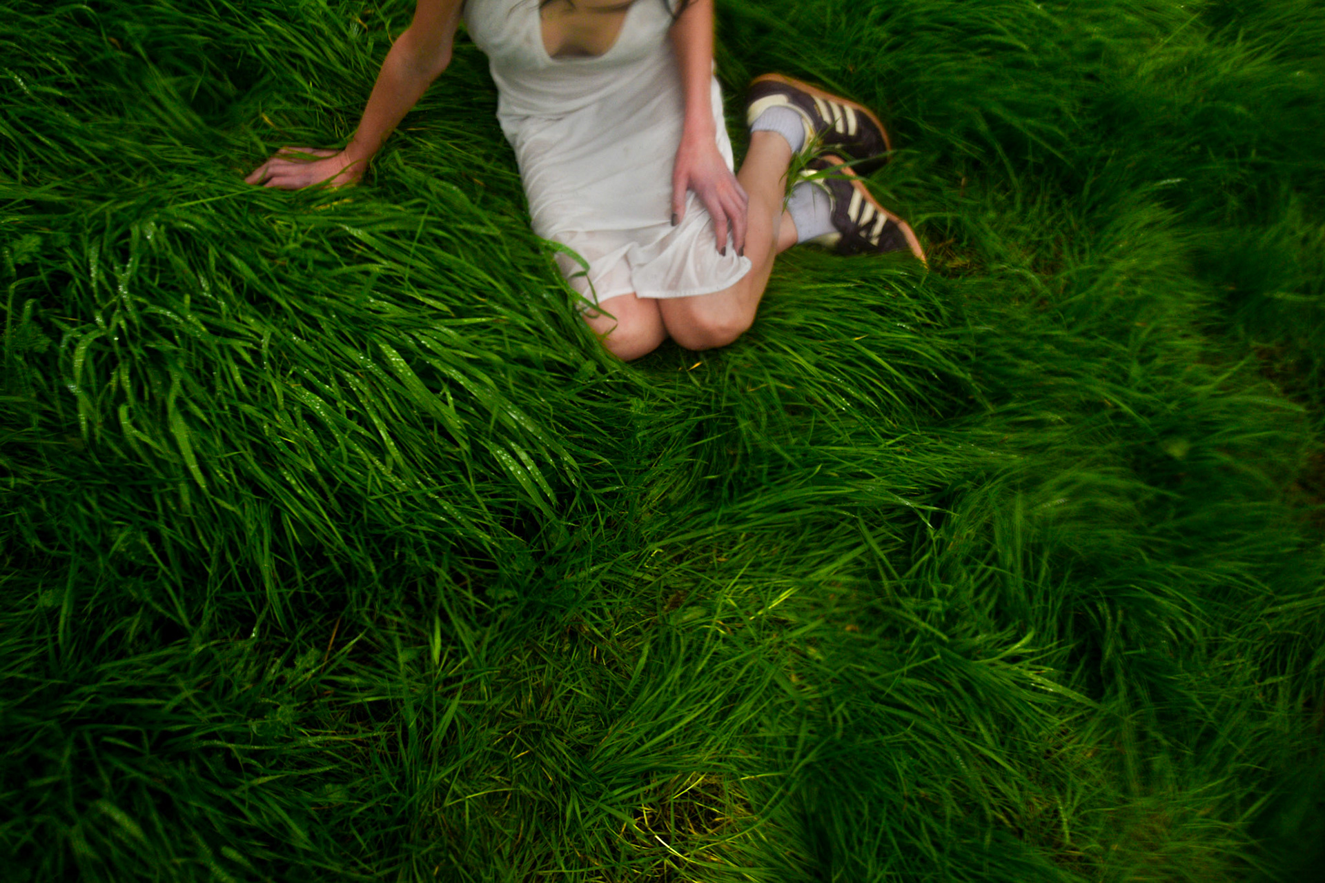 Deep green grass is a rarity in California--that's why it's the focal point of this portrait.