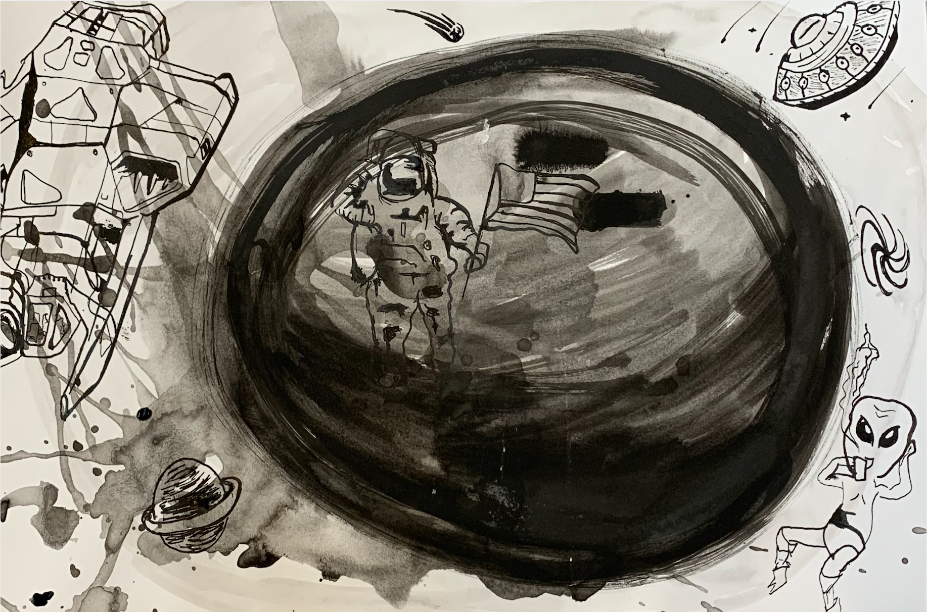 no γяяɒɔ (2021) Inkt op papier