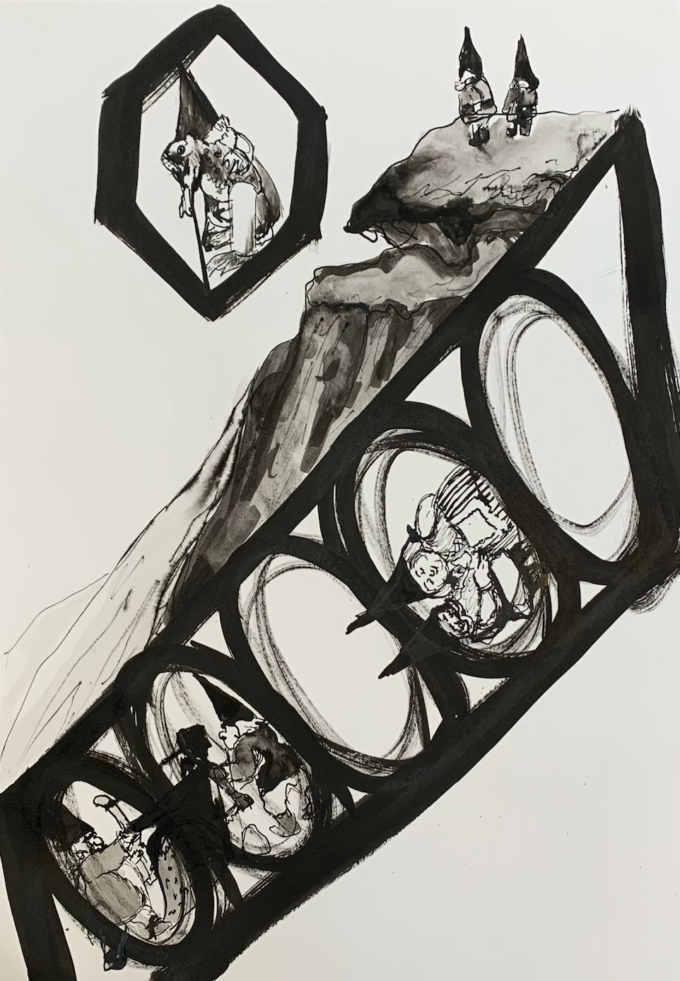 gnome sweet gnome (2021) inkt op papier