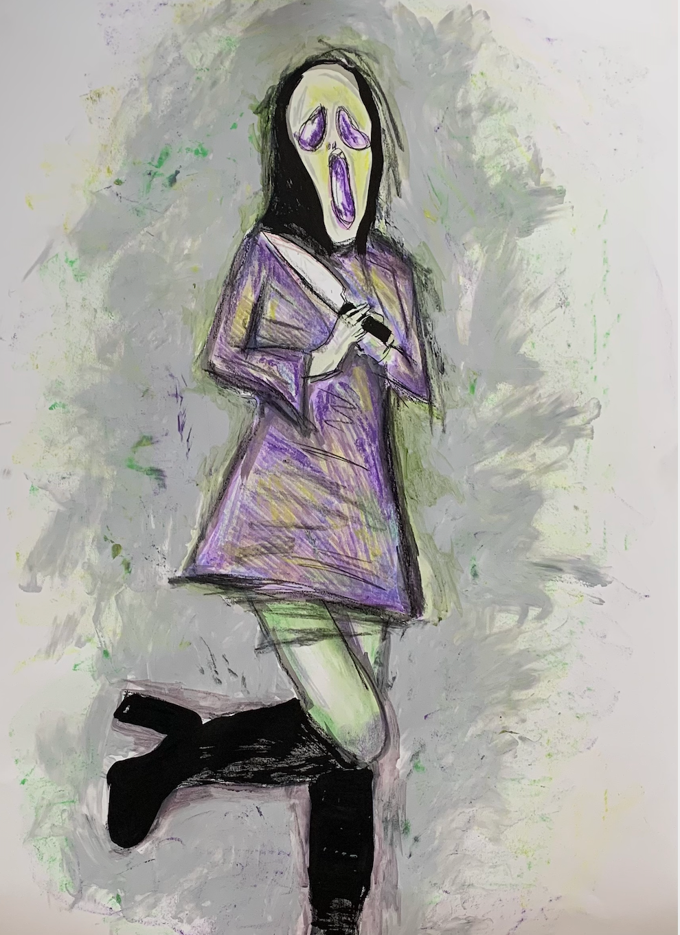 It's a scream, baby! (2021) mixed media op papier