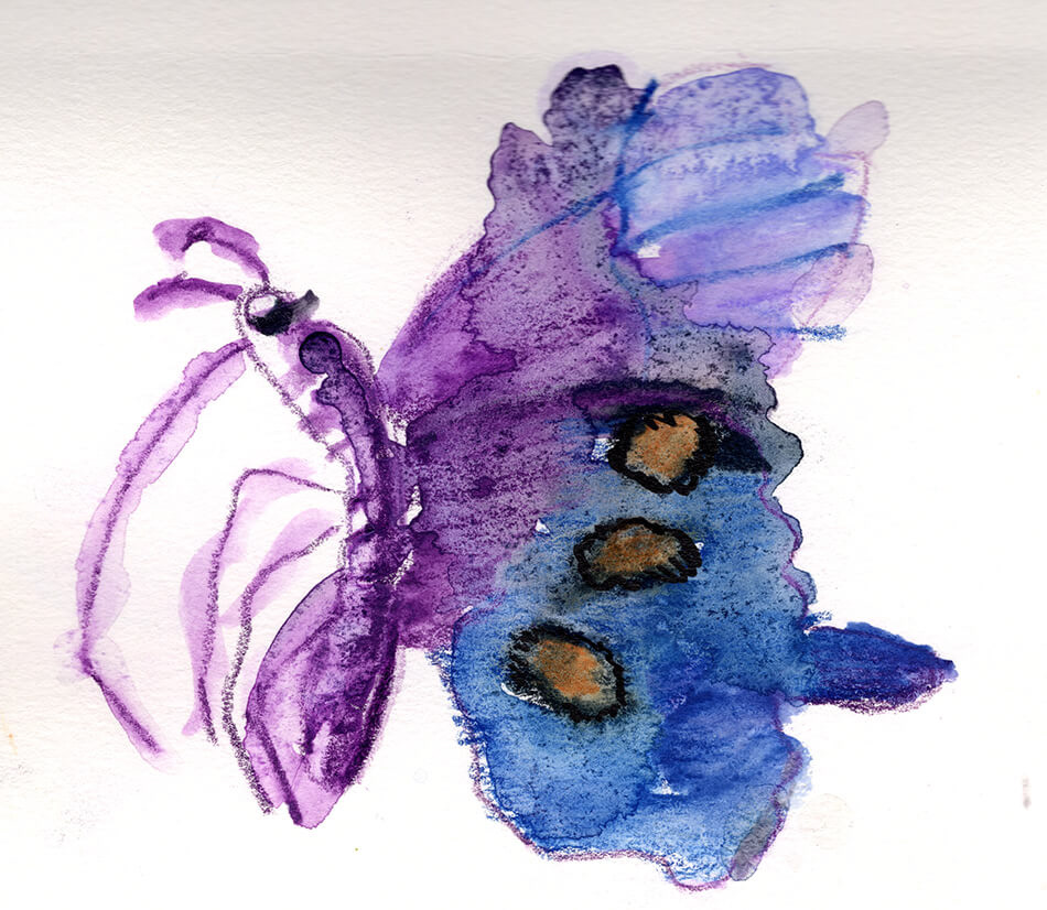 butterfly made with watercolor pencils