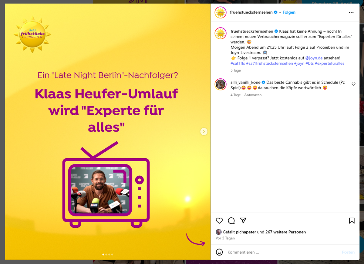 Cross-Promo "SAT.1 Frühstücksfernsehen" – "Experte für Alles" (ProSieben)