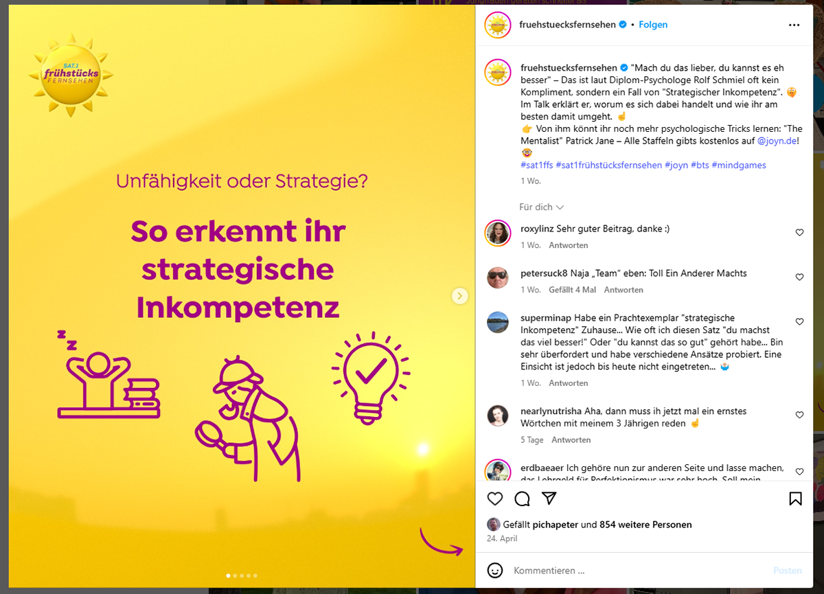 Infopost zu "SAT.1 Frühstücksfernsehen"-Sendungsbeitrag