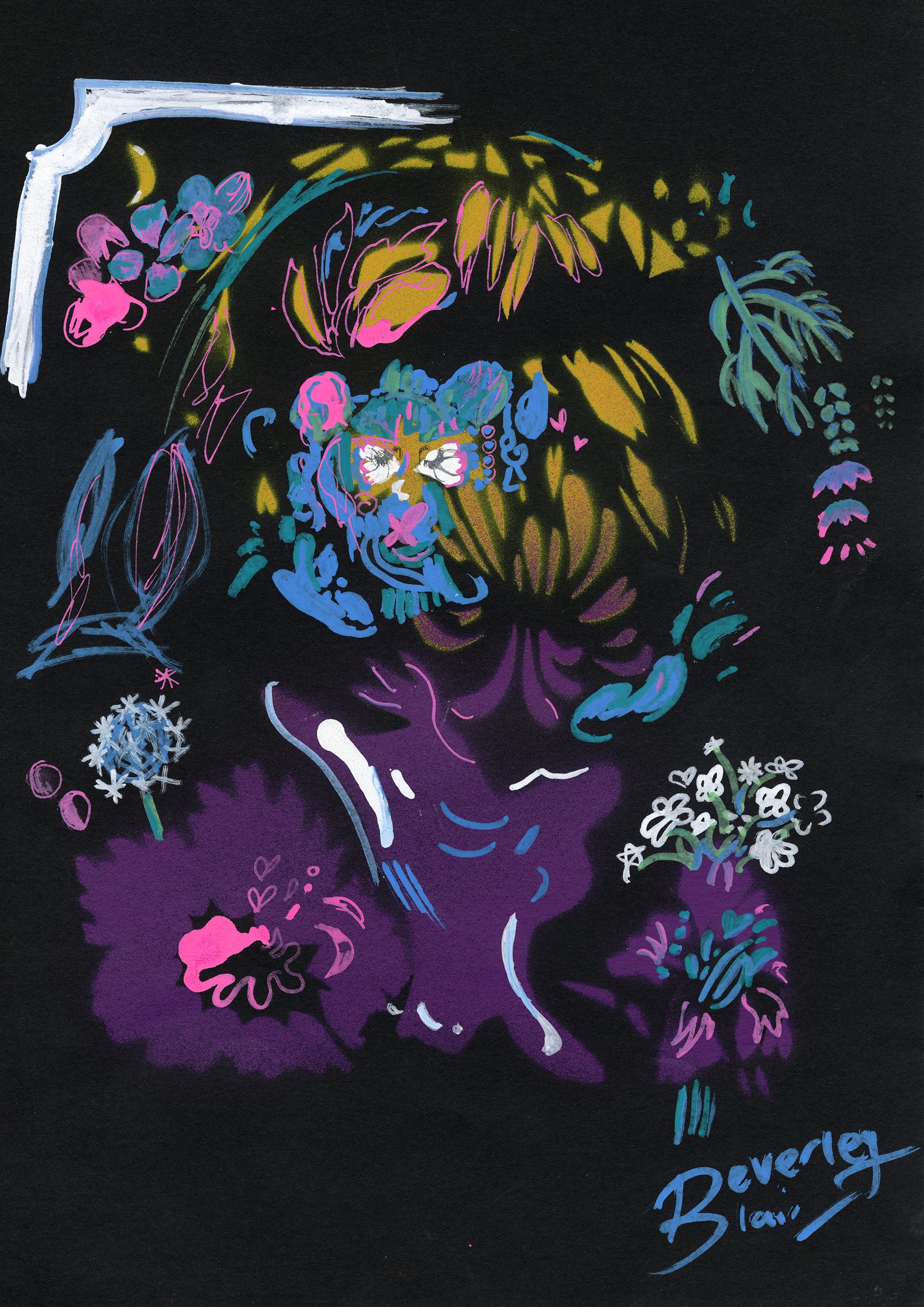 Chrysanthemum Girl (spray paint & posca pen)