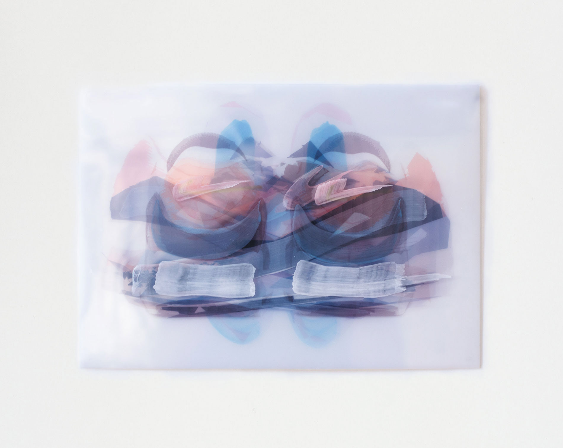 air drawing (transform), 2022, Tintendruck und Acryl auf mehreren Folien / geschichtet je 21 × 30 cm