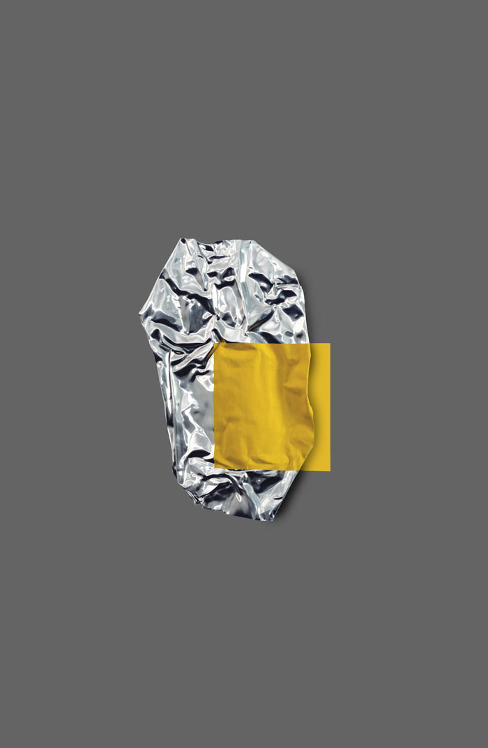 flatbag (in situ), 2020, Lack auf Weißblech / verzinnt, 30 × 20 cm