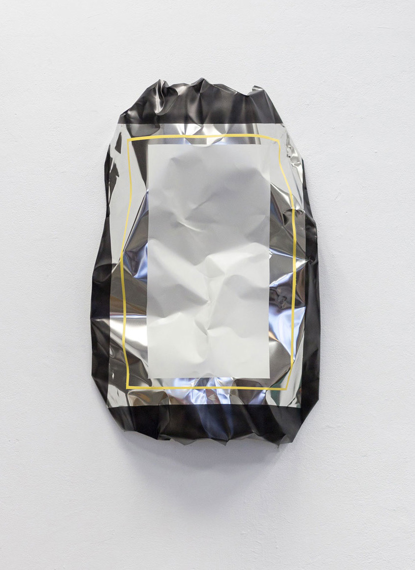 flatbag (pepple), 2020, Lack auf Weißblech / verzinnt, 80 × 70 cm