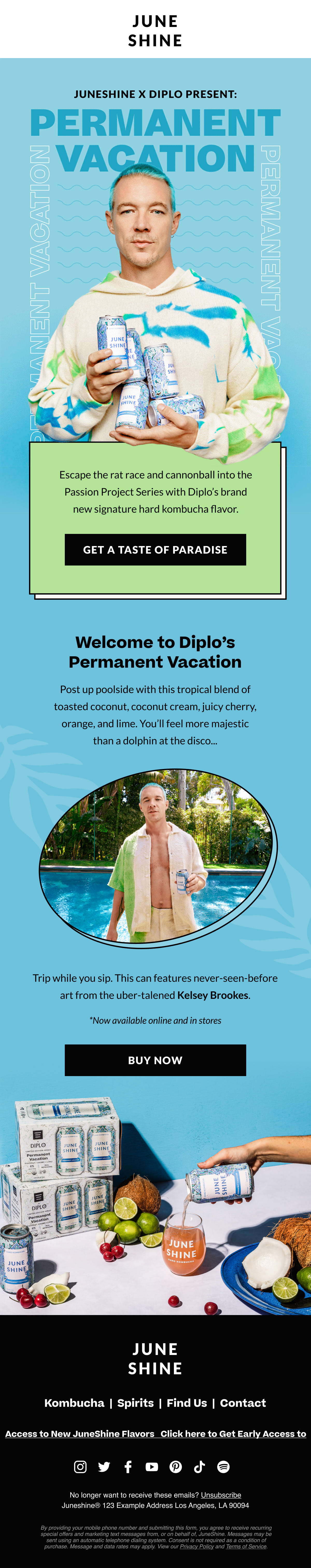 JuneShine x Diplo Permanent Vacation Launch