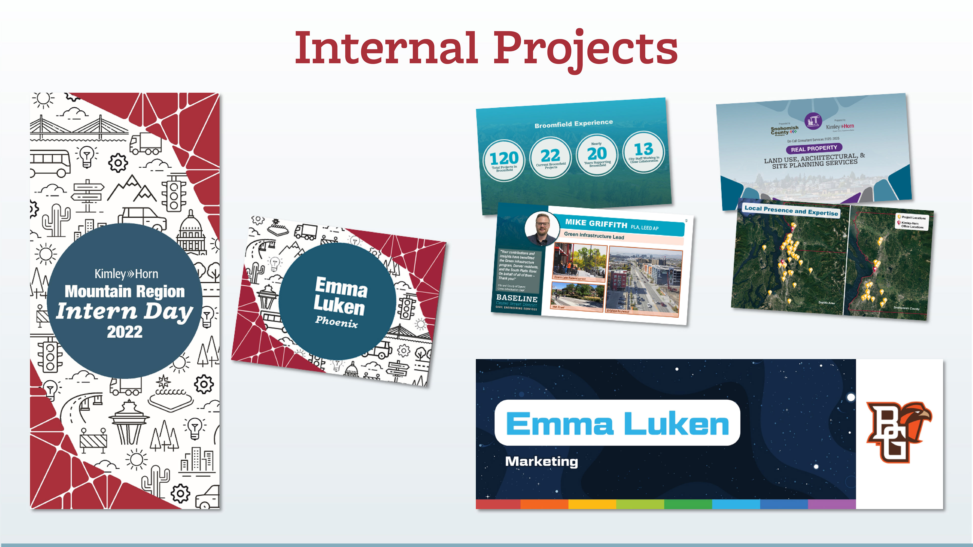 examples of internal projects created for company events and presentations