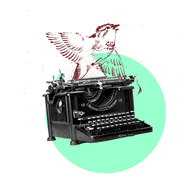 Image illustrant le Design Graphique avec un machine à écrire