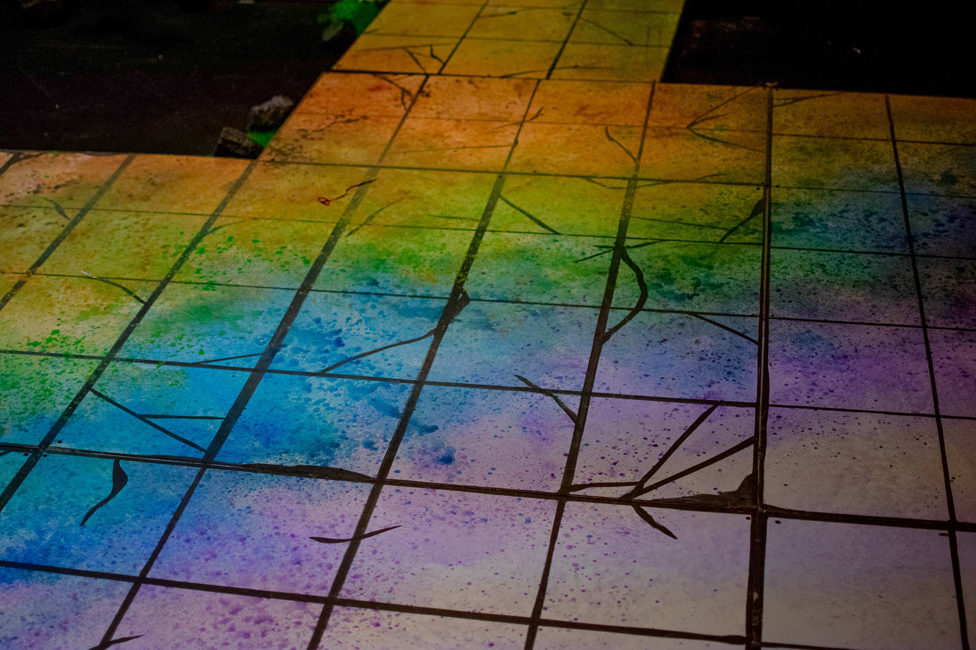 I painted the floor treatment using fast techniques for our tight schedule