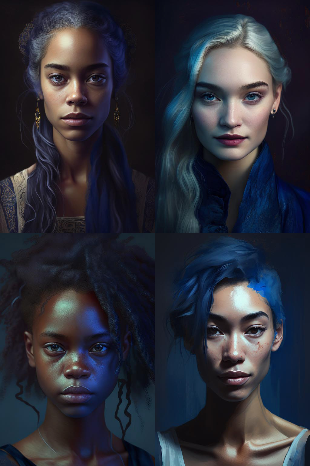 Portrait, indigo