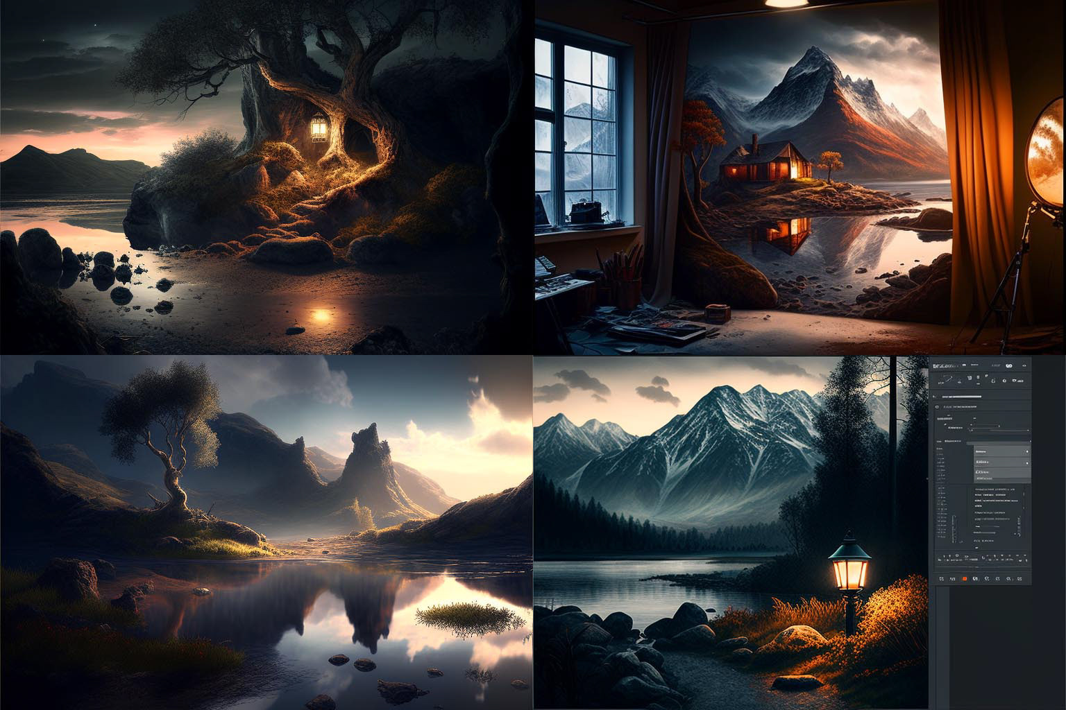 landscape, studio lighting