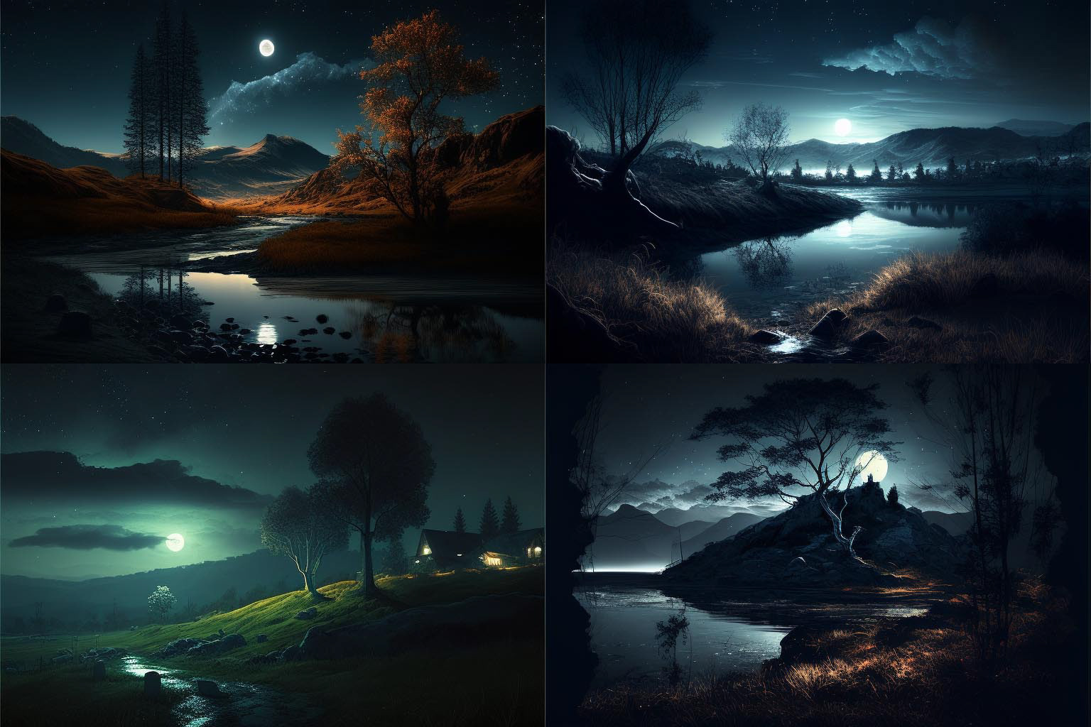 landscape, night