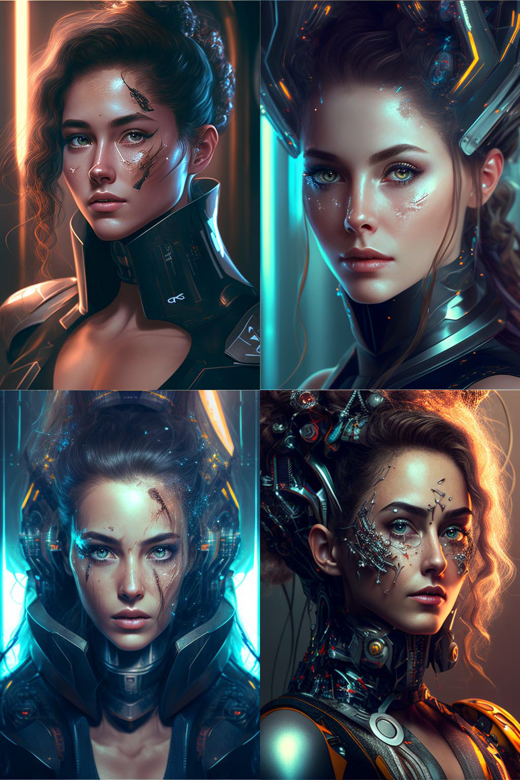 portrait, futuristic style