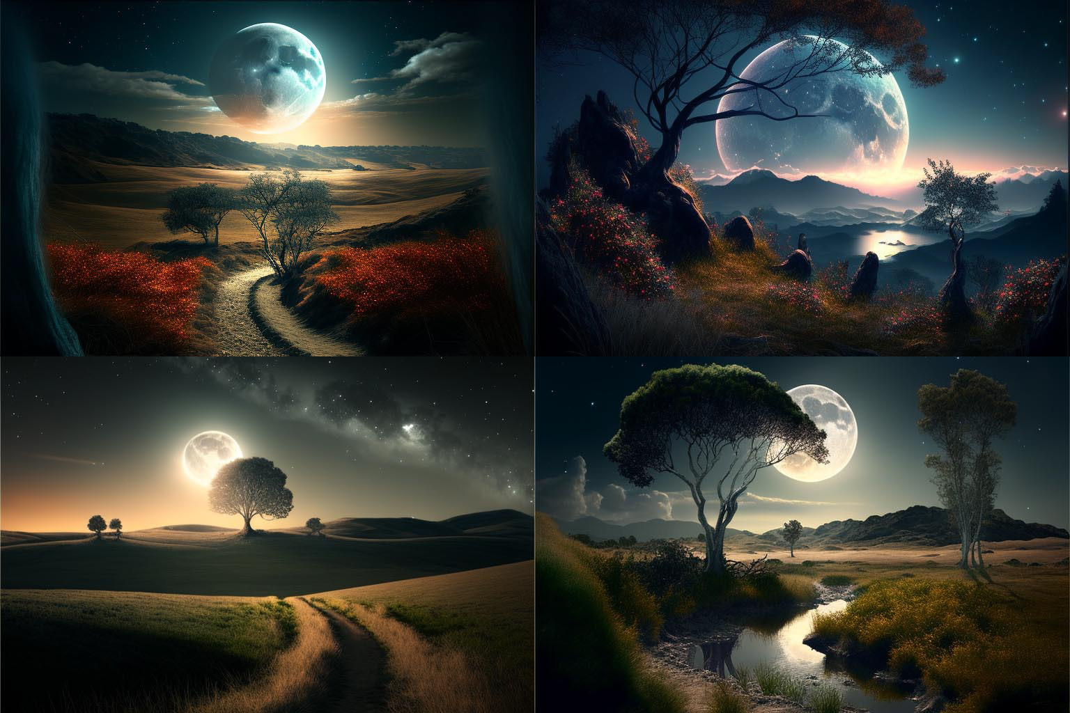 landscape, Moonbeams