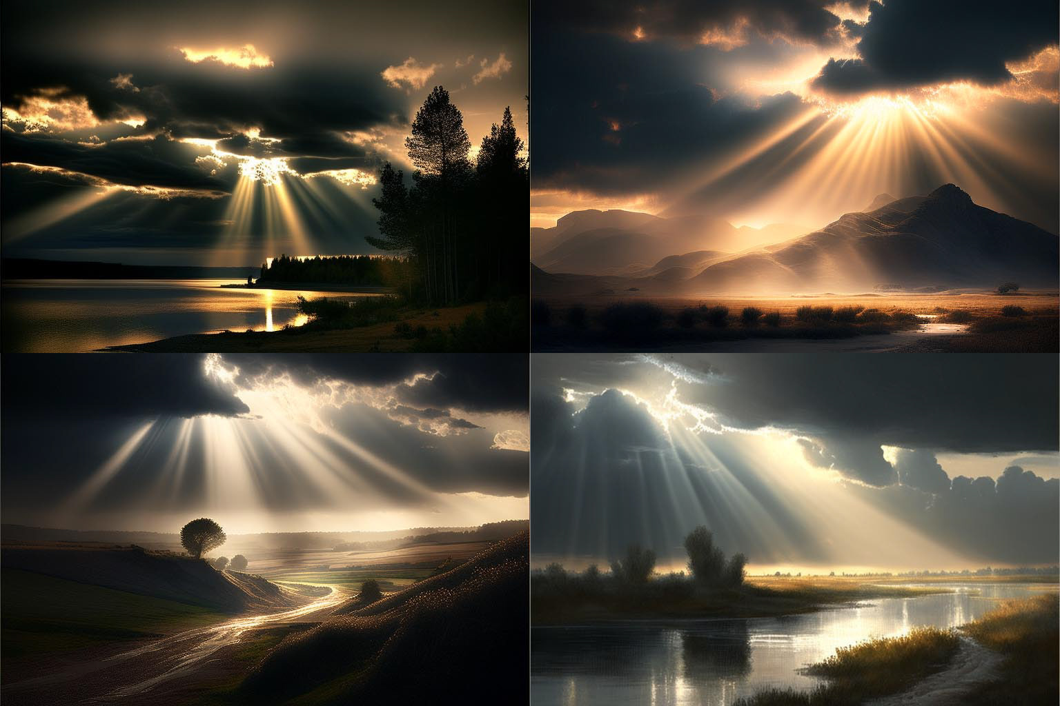 landscape, Crepuscular Rays