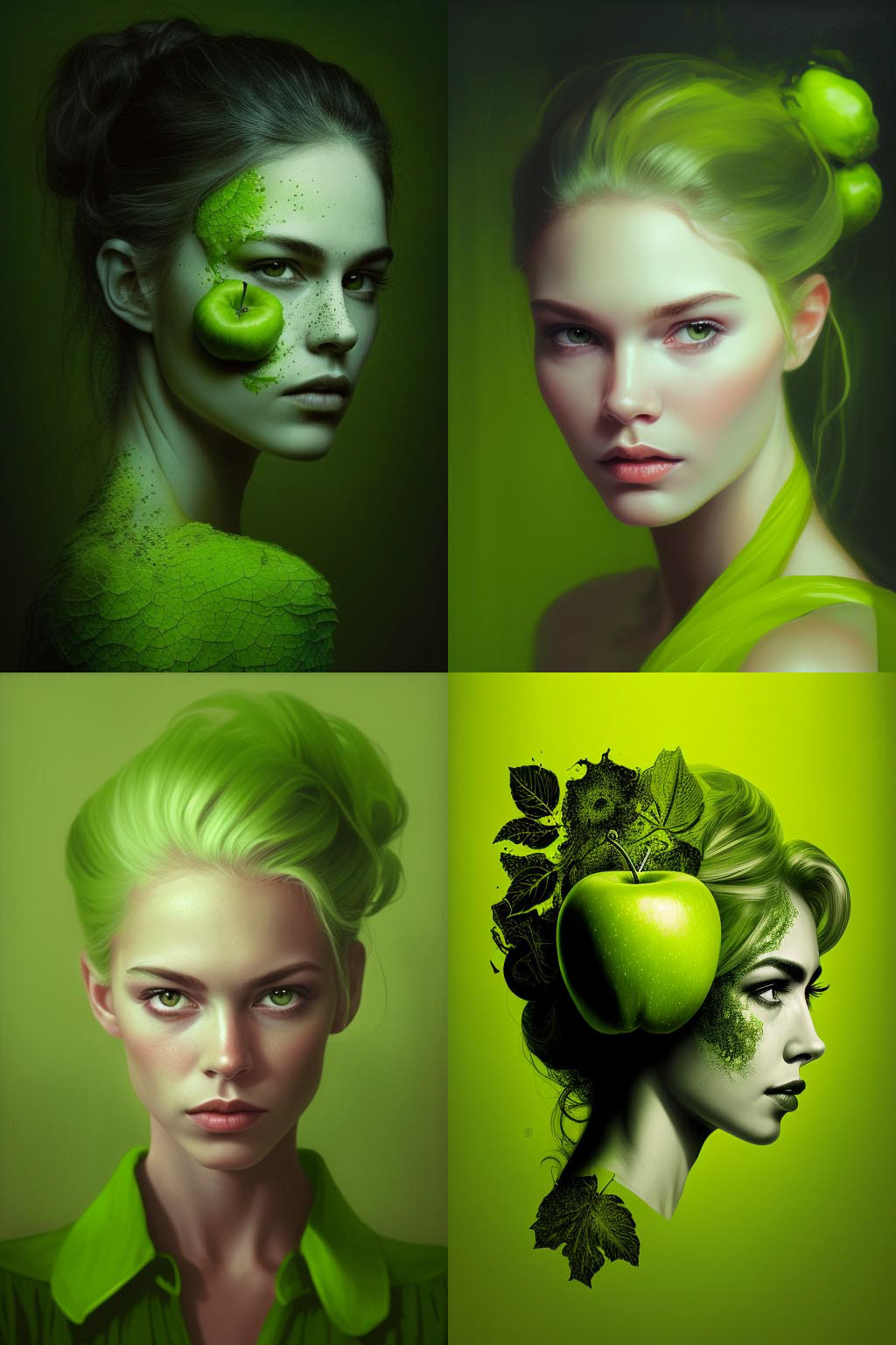 Portrait, apple green