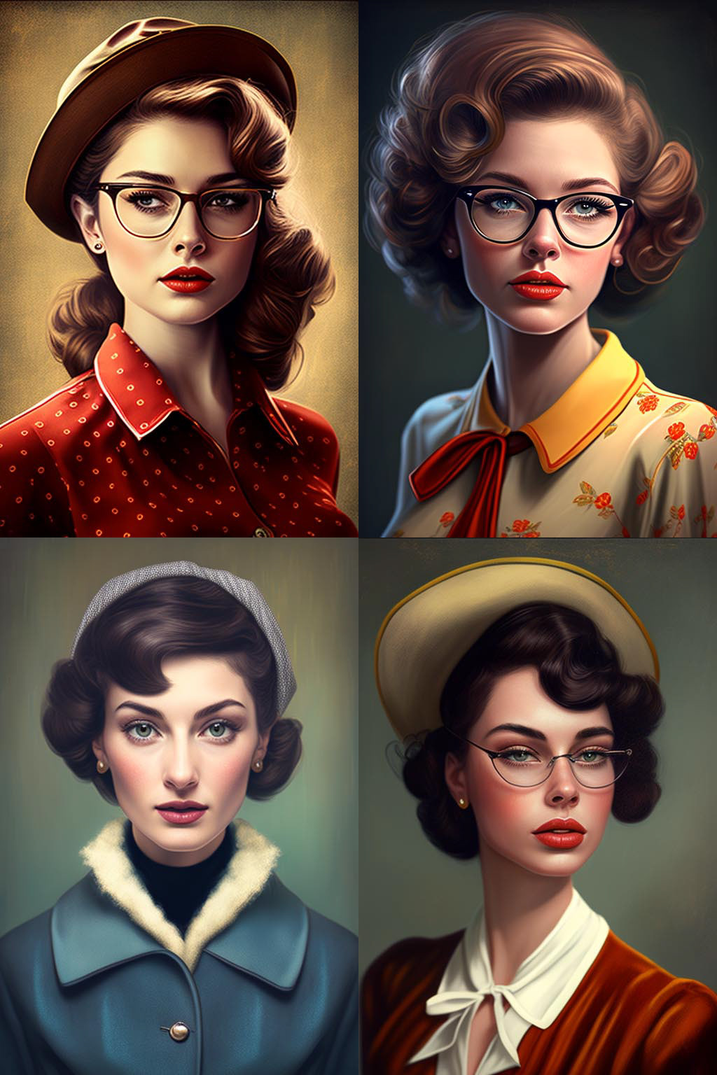 Portrait, Retro fashion style