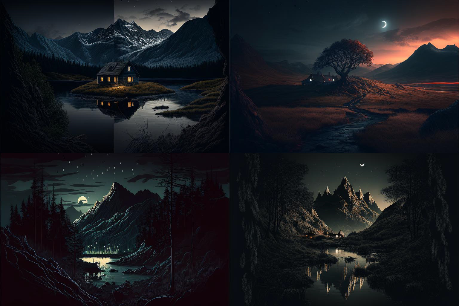 landscape, dark mode