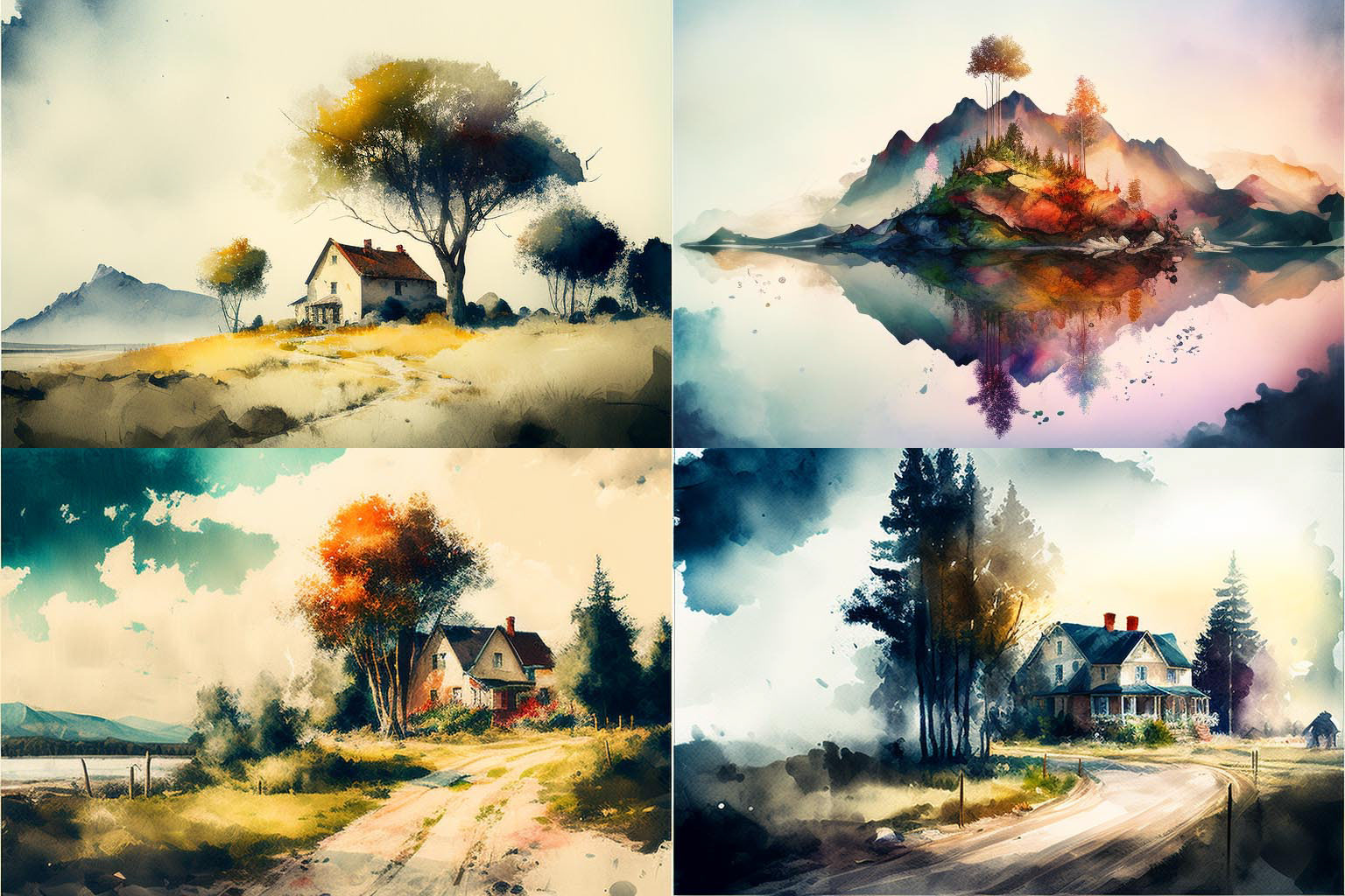 landscape, Watercolorizationalization