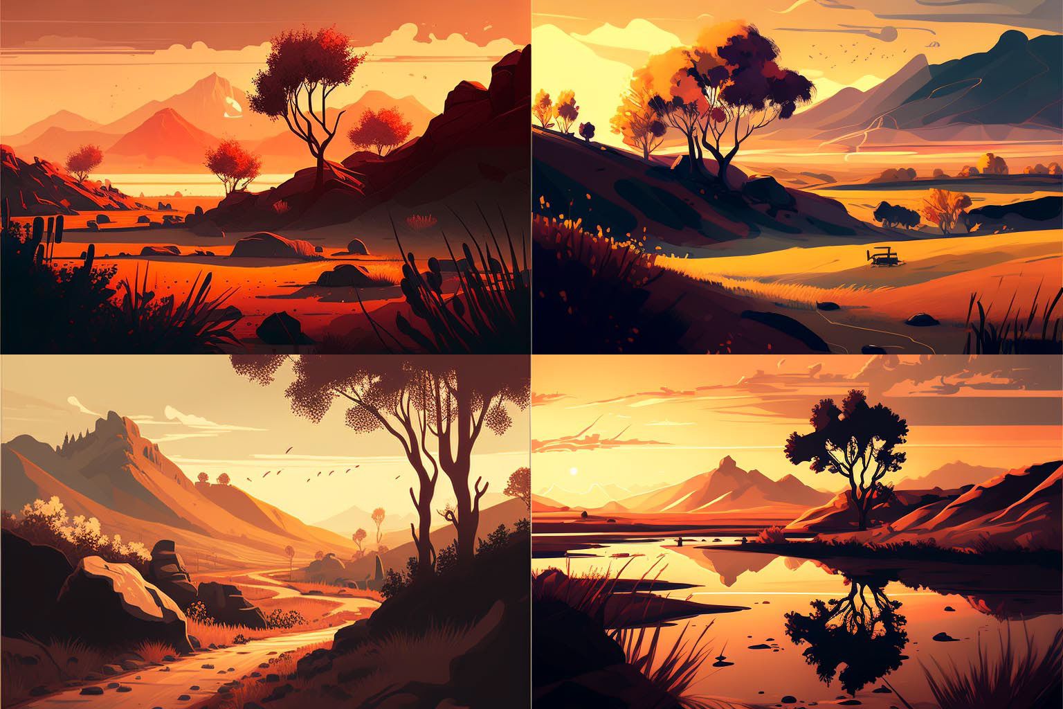 landscape, Warm Color Palette