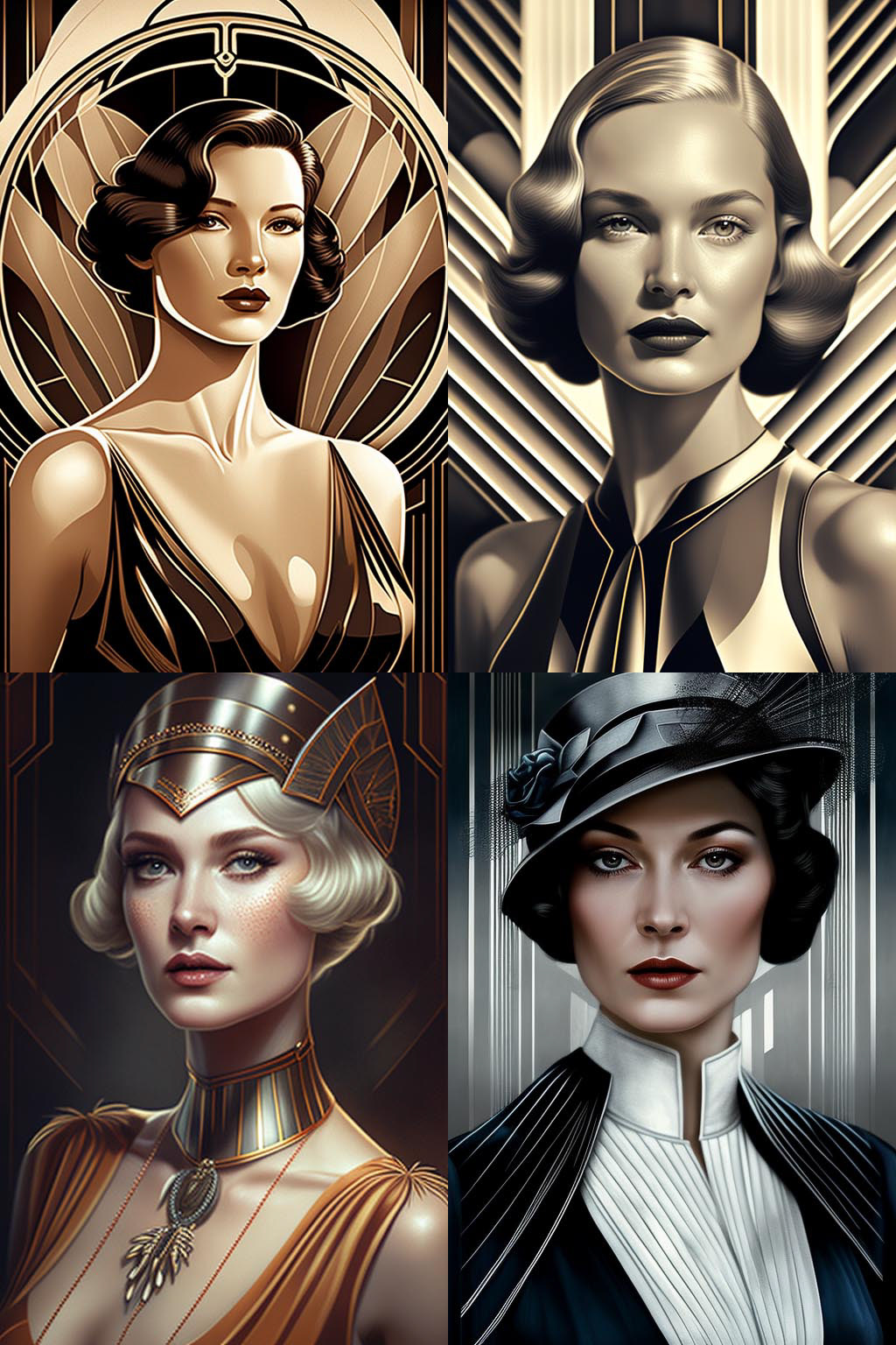 Portrait, Art Deco fashion style
