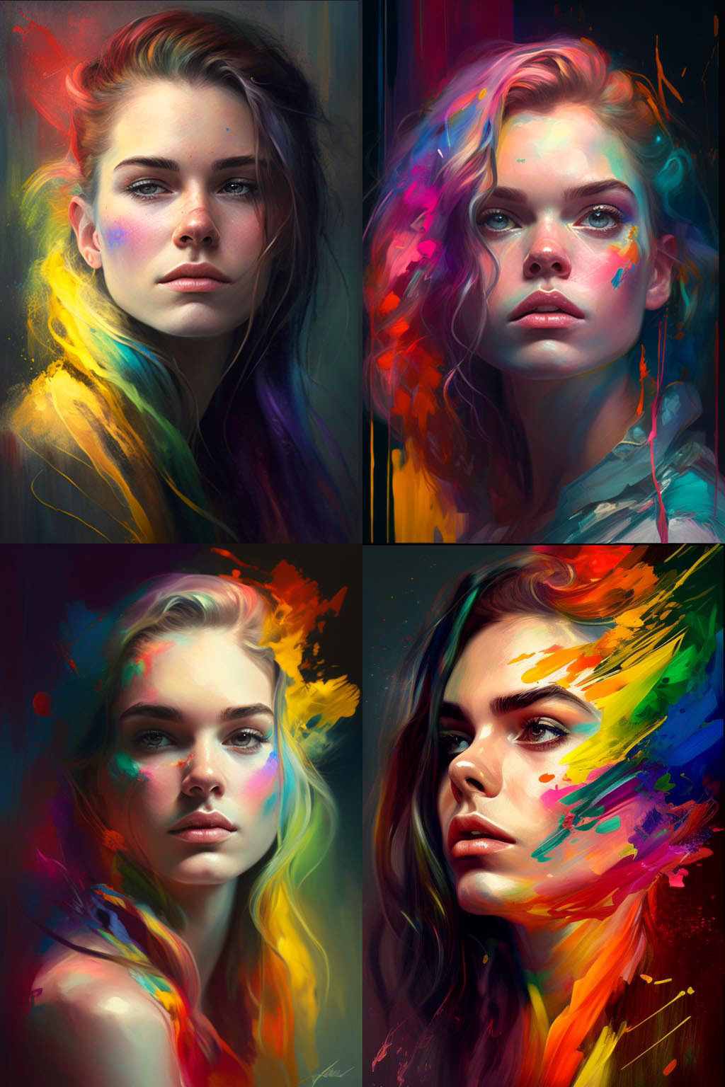 Portrait, Rainbow colors