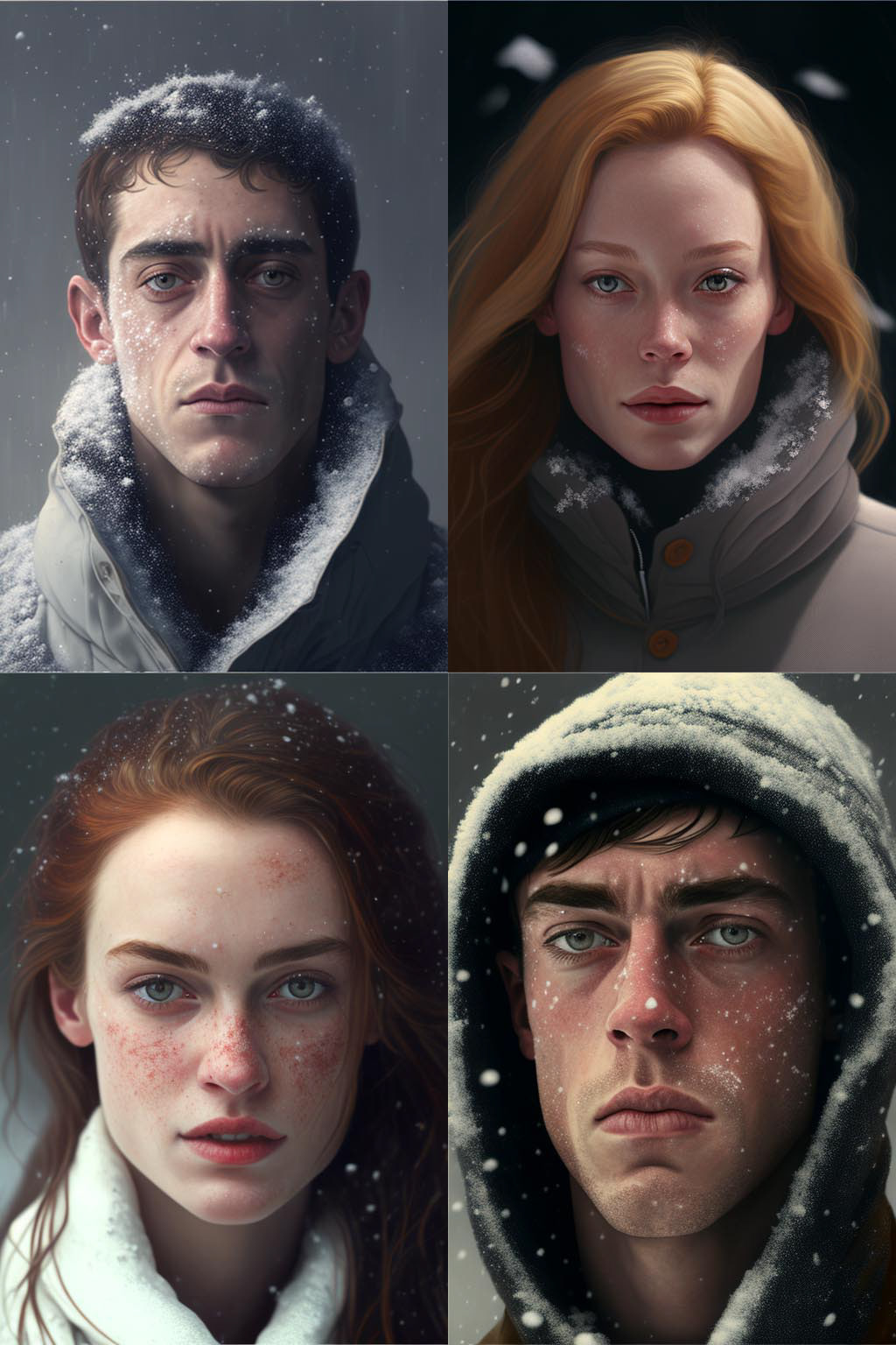 portrait, snowy