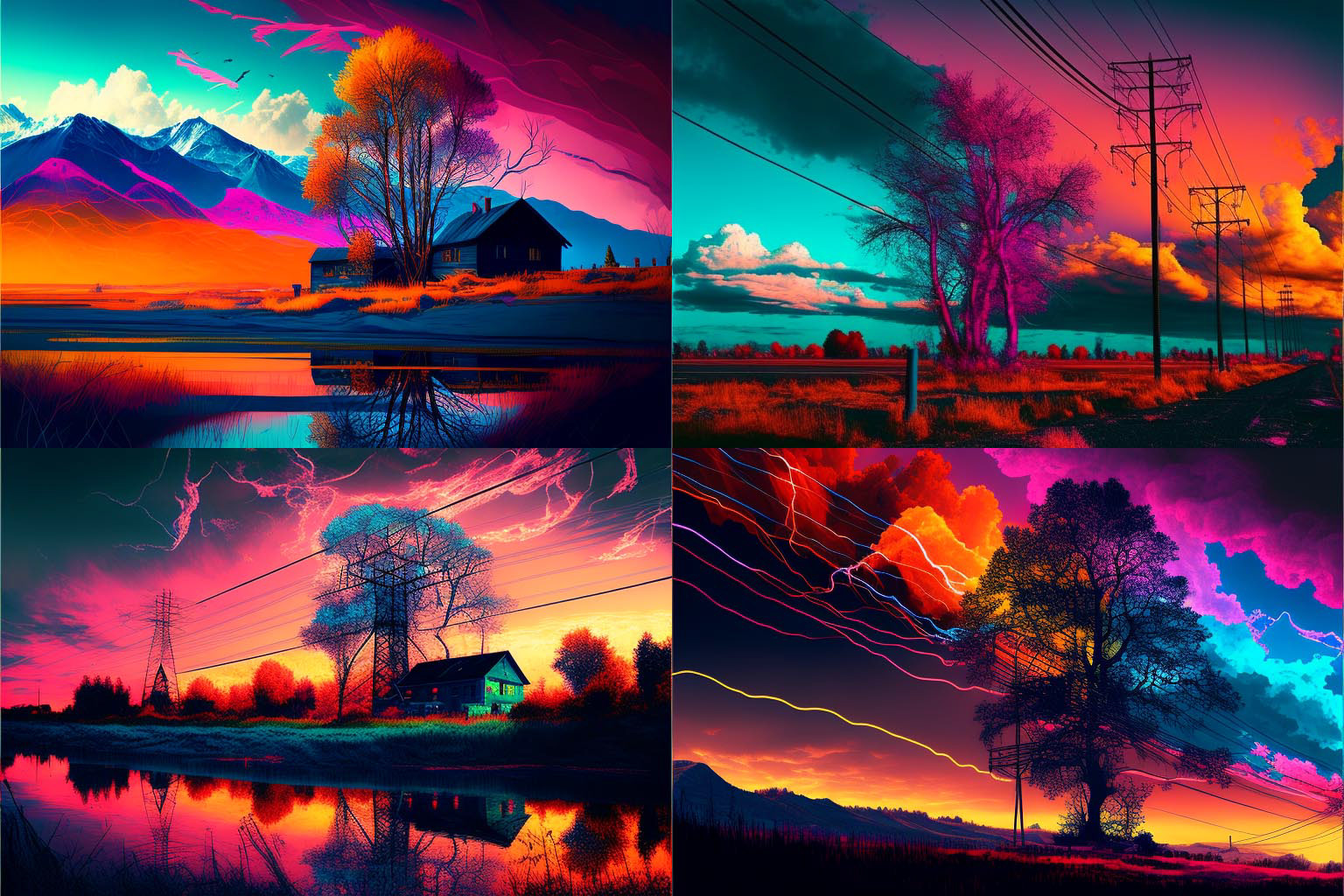 landscape, electric colors