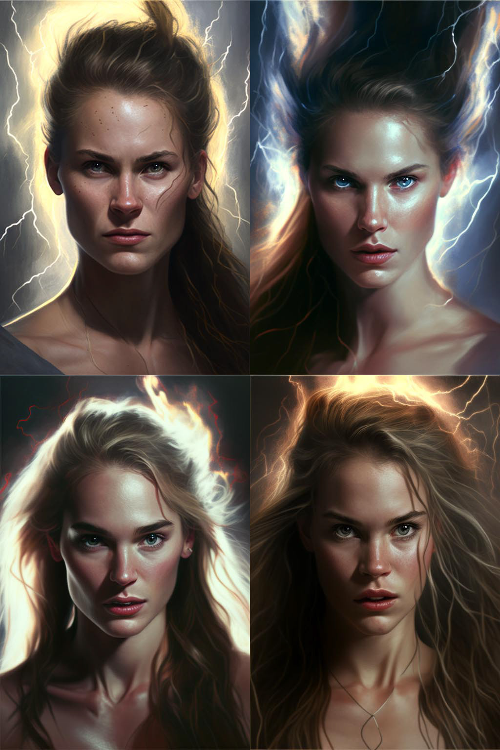 portrait, lightnings
