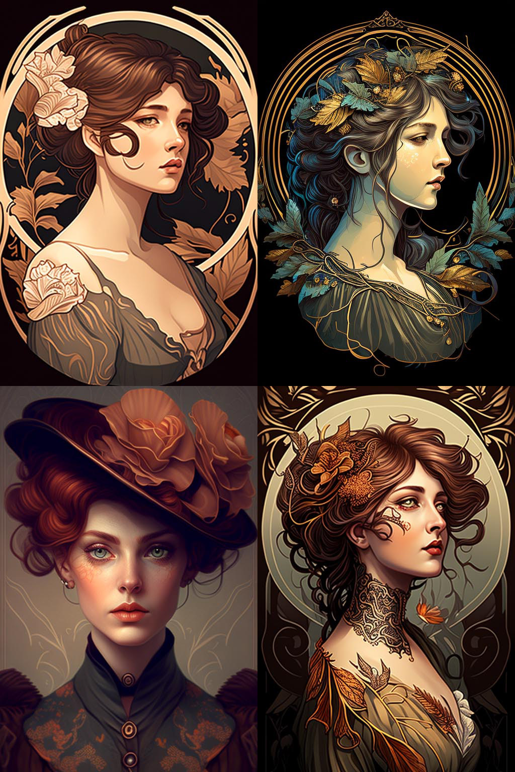 Portrait, Art Nouveau fashion style