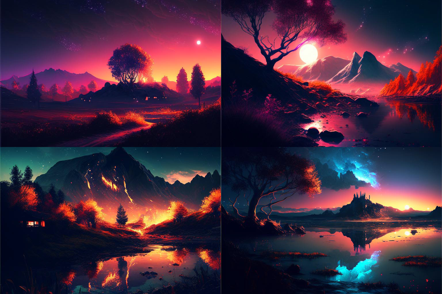 landscape, glowing