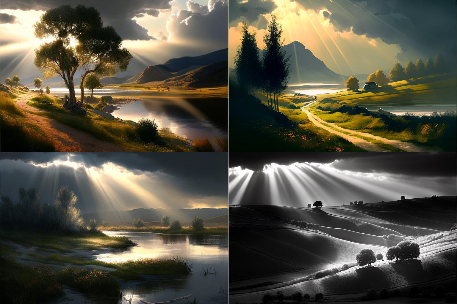 landscape, sunlight rays