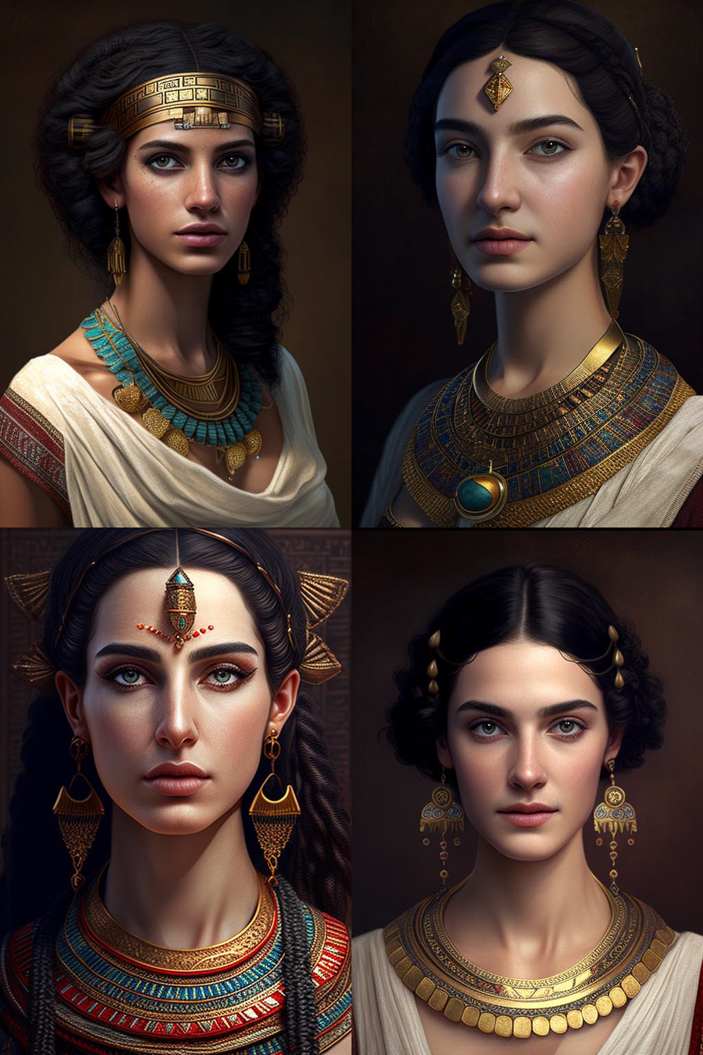 Portrait, Etruscan and Egyptian fashion style