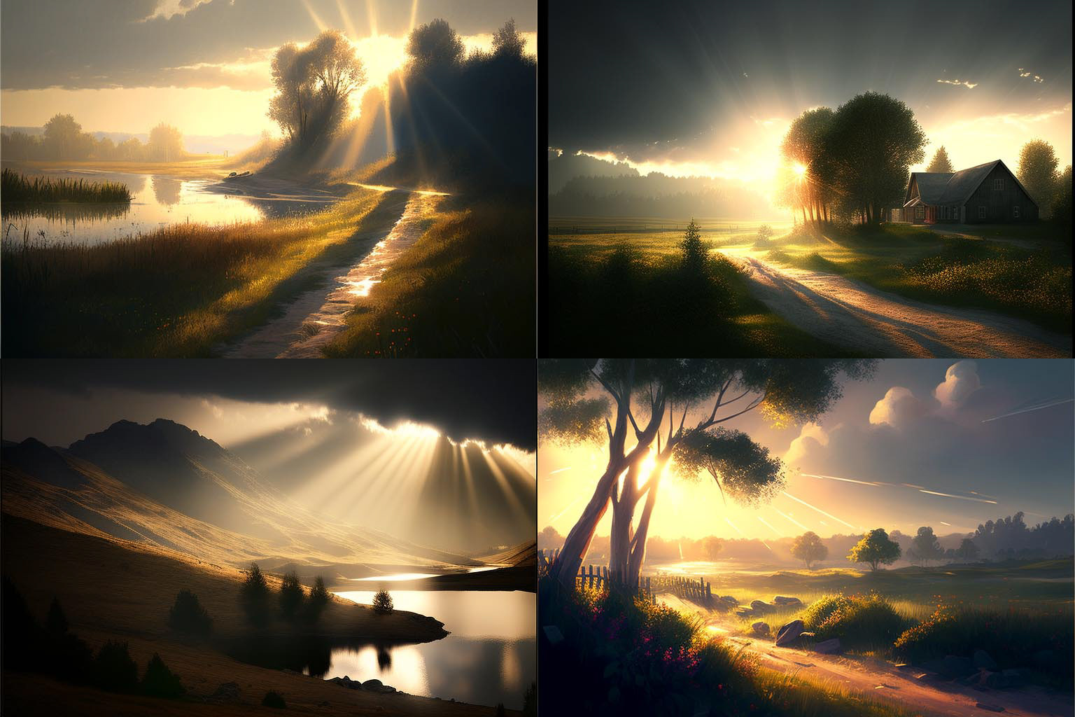 landscape, sunlight rays