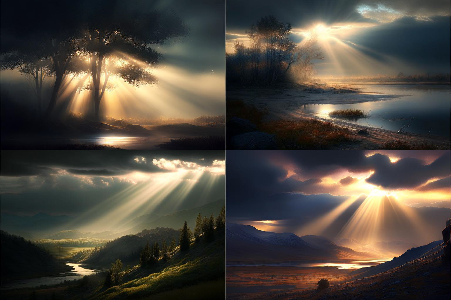 landscape, Rays of Shimmering Light