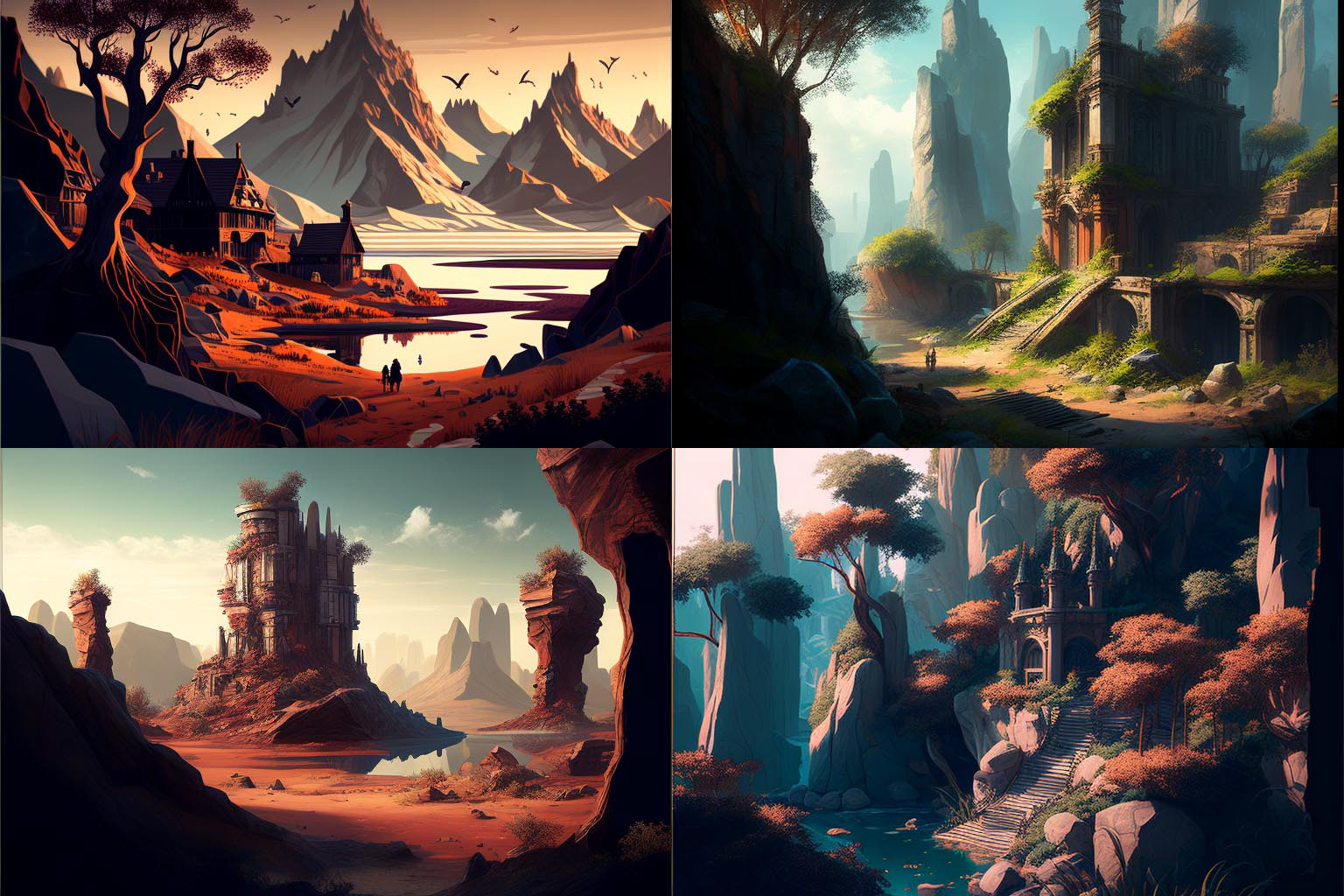 landscape, complex details