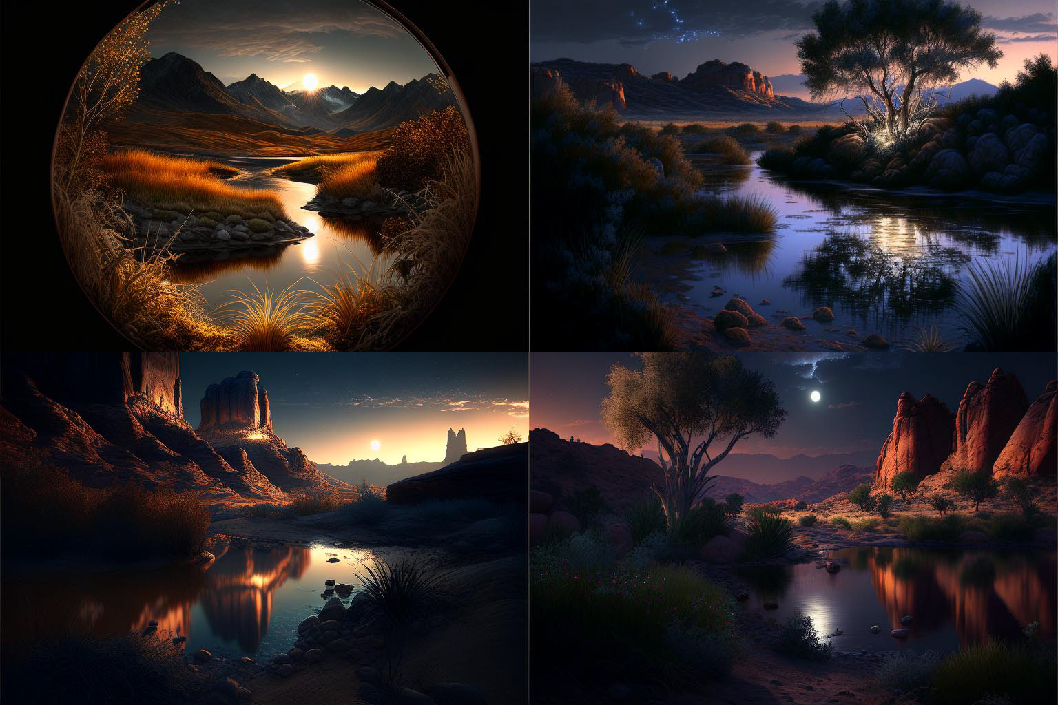 landscape, hard rim lighting