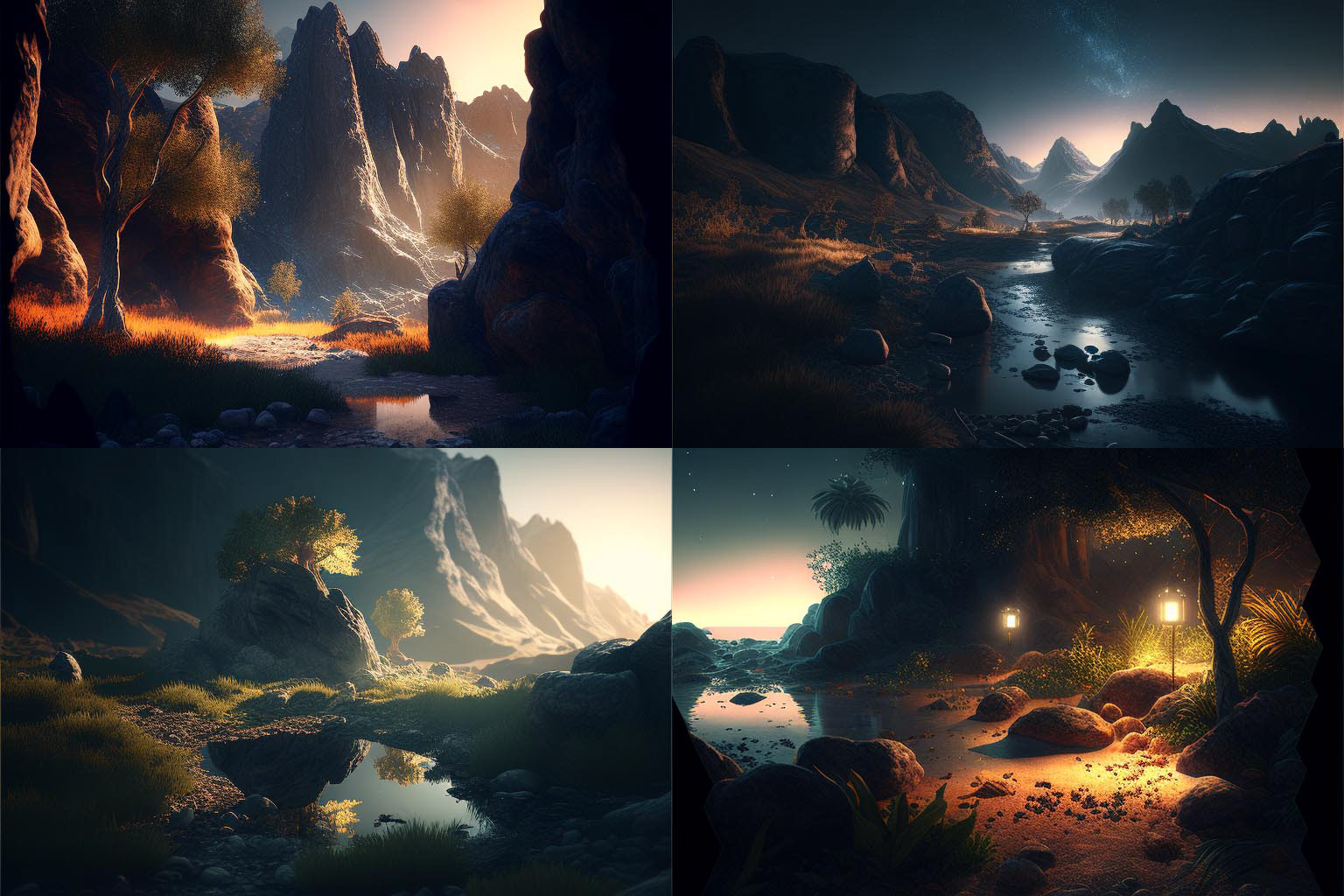 landscape, Volumetric lighting