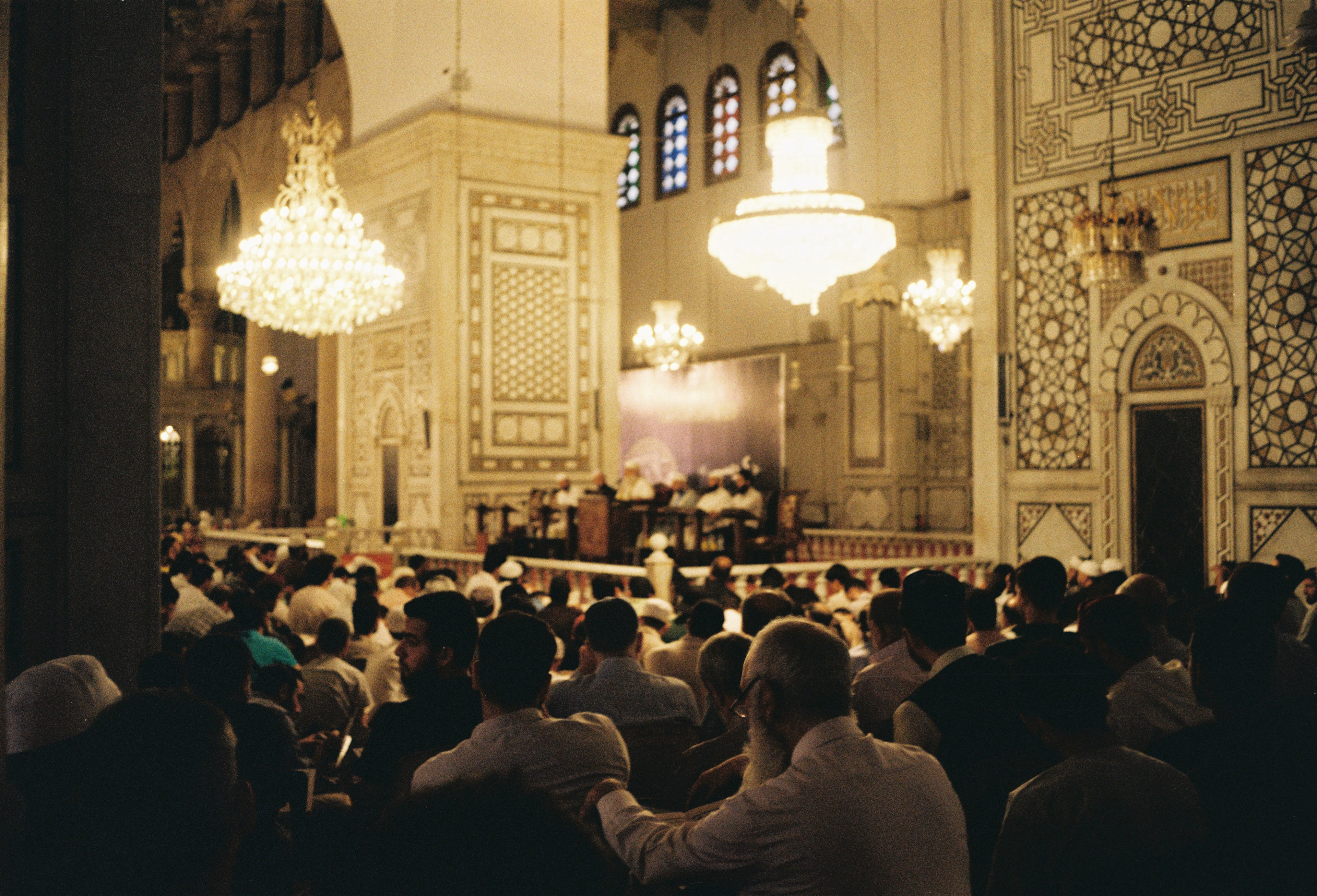A lecture within Umayyad Mosque, many would avoid lectures until now, as they would fear persecution and kidnapping by the regime